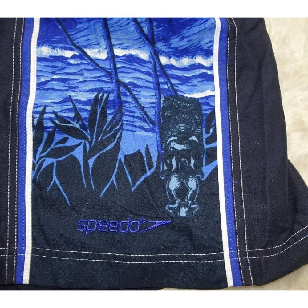 Speedo Navy Blue Hawaiian Board Shorts Swim Surf Size Large